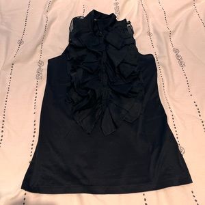 Ruffle front sleeveless blouse